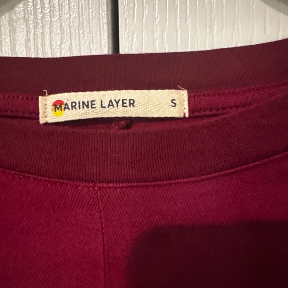 Marine Layer Burgundy and Multicolor Chevron Long Sleeve Tee - Size S - Picture 4 of 6